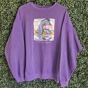 Womens XL Vintage Eeyore A Smile Is A Frown Upside Down Sweater